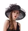 Fashion dames habiller des chapeaux d'organza de mariage église chapelet fleur élégant kentucky derby chapeaux filles femmes pliables