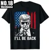 T-shirts pour hommes Trump-2024 T-shirt New Ill Be Back Trump 2024 Vintage Donald Trump 4 juillet T-shirt Cotton T-shirt Unisexe T240510