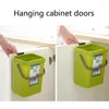 Hooks Household Cabinet Door Wall-mounted Small Trash Can Plastic Mountable Basket Bucket Hanging Waste Bin With Lid For Office