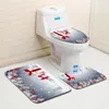 Mattes de bain Couverture de siège de toilette Chrismas Style Tapis de salle de bain Ensemble de tapis épaissis 3D Tapis de plancher imprimé WC DOORMAT