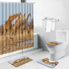 Rideaux de douche zèbre rideau de fleur tigre éléphant girafe non glissade tapis de couvercle de toilette tapis tapis de bains de bains d'animaux