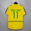 Kit1994 Ronaldinho Brasils Vintage Jersey Romario Rivaldo Brazils Carlos Camisa de Futebol 1998 2002 Ronaldo Kaka 2006 2000 Pele Retro Soccer Jerseys Kids