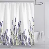 Lavender Shower Curtain with Hooks Waterproof Polyester Fabric Purple Floral Plant Bathroom Bathtub Curtains for Bath Room Tub 240512