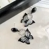 Stud -oorbellen Gothic Vintage Black Butterfly For Women Girls Fashion Goth Aesthetic Style Earring Party Gifts Sieraden Accessoires