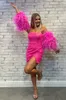 Hot Pink Cocktail Prom Dress Fuchsia Formella festklänningar Andra mottagning Birthday Engagement Gowns Robe de Soiree Homecoming Dress 05