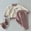 Одежда наборы в корейском стиле детского костюма весна и осенняя мягкая хлопковая детская одежда, набор для детской девочки и мальчика Setl2405