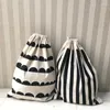 Sac à linge Linn Coton Sac Animal Stripe Match mignon Panier de maison Panier à maison Rangement Trache à coiffure Dirty Clothe