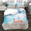 Sängkläder. Wensd Pink Girl Sweet Twin Set Reactive Print Lovely Flamingos Rose Flower Däcke Cover Double Single Bed