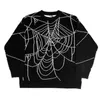 Męskie swetry gotyckie sweter pająk spider druk ciemna dzianina punkowa vintage strtwear ponadwymiarowa bajka z grunge zima 2022 -Clothes H240513