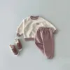 Одежда наборы в корейском стиле детского костюма весна и осенняя мягкая хлопковая детская одежда, набор для детской девочки и мальчика Setl2405