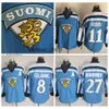 Vin Mens Vintage 11 Saku Koivu 1998 Team Finland Hockey Jerseys 27 Teppo Numminen 8 Teemu Selanne Blue Blue Blue Jersey M-XXXL