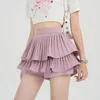High Waist Ruffles Women Pleated Skirts Y2K Summer Solid Sweet Mini Cake Skirt Female Korean Zipper Casual A Line Skirt 240513