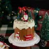 5pcs Bougies Vente chaude Décoration de gâteau de Noël Circle d'herbe de Noël Feuilles de neige du Père Noël Claus Décoration des wapitis