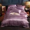 Bettwäsche !Reines Satin -Seidenset Home Textile Kingsize -Bett Bettdeckerblatt Abdeckungskleidung Kissenbezüge Großhandel Flach