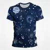 Espaço cósmico Nebulosa Sun Star Moon Tshirt Womens Top Summer Summer Shorve Impresso 240422