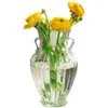 Vases Nordic Large Necked Vase Fresh Flowers Hydroponic Tabletop Glass Living Room Decoration Retro Double Ear