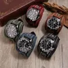 Montre-bracelets Multicolor Mens Quartz Watch Luxury Wrist-Wrist-Shatch 2024 Leather Watchband Punk Style For Men Reloj Hombre Relojes para Hombres