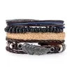 Bracelets en cuir multicouche rétro pour l'homme Bracelet en bois bracelet à la main Anchor Infinty Charm Wrap Bijou 240423