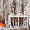Decoração de festa Creepy Ploth Spooky Halloween Branco de gaze preta Tampa da porta da janela Scar