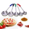 Cuillères 1PC Sauce en acier inoxydable cuillère avec une longue poignée anti-gâteau à fond plat pizza étalé la louche à soupe cuisine outil