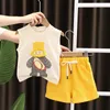 Korean Children Summer Summer Girl Boy Sans manches Vest Short Suit Child Clothing Fashion Tenues pour enfants Costume 240430