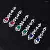 Stud -oorbellen 925 Sterling zilveren sieraden voor vrouwen kleurrijk Ruby High Light Luxury Sapphire Semi Quality Banket