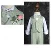Garnitury Flower Boys Formal Zielony garnitur ślubny Nowonarodzone dziecko dzieci urodziny