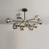 Lustre en verre moderne nordique LED Round Ball Pendants Lights intérieur Black Retro Vintage Loft Chandelier Home Dece Lamps