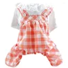 Vêtements pour chiens sweet orange pour chiens de compagnie de animaux de compagnie plaid à quatre jambes de la combinaison chaton de la marque de marque creux puppy été globalement