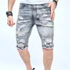 Jeans masculin d'été de plage de plage de plage short élégant trous masculin élégant pantalon à cinq points de jean décontracté pour