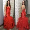 2020 Red Ruffle Mermaid PROM Dama de dama de honra Vestido de cetim sem preços de cetim de vestuário de vestuário longa vestido formal longa ocasião especial Mulheres baratas 2080