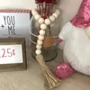 Decorative Figurines 225cm Wood Beads Garland With Hanging Rope Rings Various Size String Farmhouse Nordic Home Decor Wall Crafts