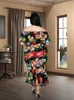 Plus size jurken Vestidos Mujer Primavera Verano 2022 Plus size dames kleding vintage print sexy mode ruches jurk groothandel dropshipping y240510