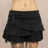 Gothic Harajuku Low talia mini spódnice Kobiety seksowne czarne szaski dżinsowa spódnica żeńska punkowa grunge y2k spódnica lolita dziewczyna marszczyzny spódnica 240513