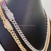 Anpassade premiumsmycken 8mm Moissanite Cuban Link Chain Miami Real 925 Sterling Silver Cadena Cubana Diamond Hip Hop