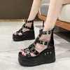 Hip Summer Sandal Women Sandals High Heel Cross Strap 10cm Slope Fish Mouth Womens Shoes 240228