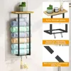 Storage Boxes Towel Rack Wall Mounted Metal Holder With Bamboo Shelf Bathroom Towels Space Saving Portable Rust Proof Water