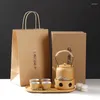 Teaware sätter japansk stil te uppvärmningsredskap och ställ in 6-stycken gaiwan engelska keramiska tekanna