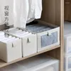 Bolsas de almacenamiento Organizador de ropa Caja plegable Armario japonés Algodón y tela de lino