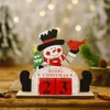 Ornament odliczanie świątecznych kalendarza adwentowego Drewniane bloki Santa Snowman Reindeer Tabletop Dekoracja 1030