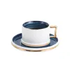 マグカップヨーロッパスタイルのシンプルな手描きセラミックコーヒーマグクリエイティブカップセット家庭用花茶ギフトボックスカスタマイズ