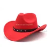 Hat Fedora en laine pour femmes hommes courbés rainure western cowboy chapeau de jazz casquette de mariage de mariage