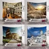 Tapisseries World Architecture Tapestry mur suspendu mural plage serviette de serviette imprimé nappe de yoga de yoga.