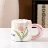 Tassen Tulip Becher kreativer Keramik Tasse Handgeschenk Schönes Paar Kaffeewasserlehrer Tag Geburtstag