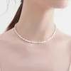 Anhänger Halskette Minar Exquisit echter Süßwasserperlen weiße Naturhülle Perlenkette für Frauen Damen 14K Gold plattiert Kupferstrang Choker