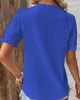 Kvinnors T-skjortor Wepbel Holiday Fashion Tshirt Tops Solid Color Hollow-Out Short-ärmad skjorta Casual spets V-ring sommarblusar
