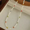 Pendant Necklaces Minar Bohemian Candy Color Natural Shell Crystal Strand Beaded Necklace for Women Wholesale Real Gold Plated Copper Chokers