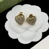 Brand Fashion Clover Earrings Luxury Crystal Full Diamond Three Flower Earrings Gift High Quality 18k Gold Designer Earrings for Women