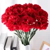 Fleurs décoratives Silks artificiels Carnations Bouquet rouge Pink Fake for Wedding Party Festival DIY Gift Wall Mother Fay Decor