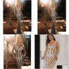 Urban sexy jurken winter dames hoge taille bodycon jurk bronzen bal vrouwelijk dinerfeest lange mouw llengte glanzende pailletten drop del dh6hl